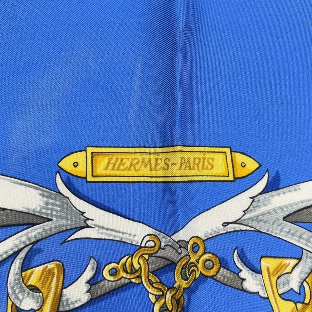 HERMES Vintage Rare Collectible Carre 90 Equestrian 100% Silk Scarf Blue - Picture 11 of 12